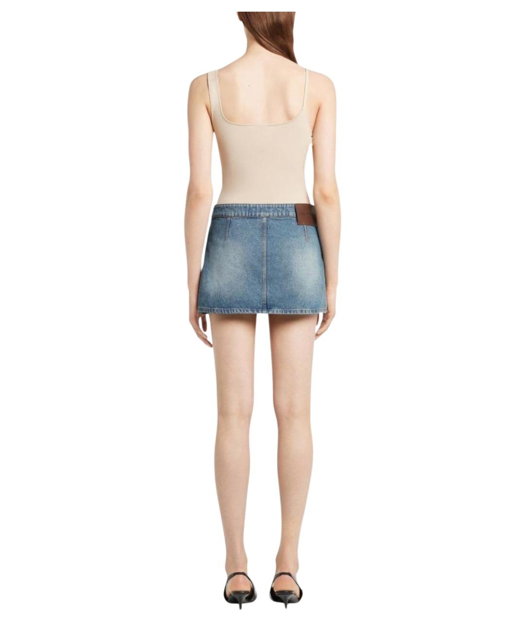 COURREGES Синяя хлопковая юбка мини, фото 4