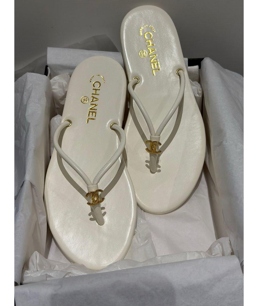 CHANEL Белые кожаные сабо, фото 5