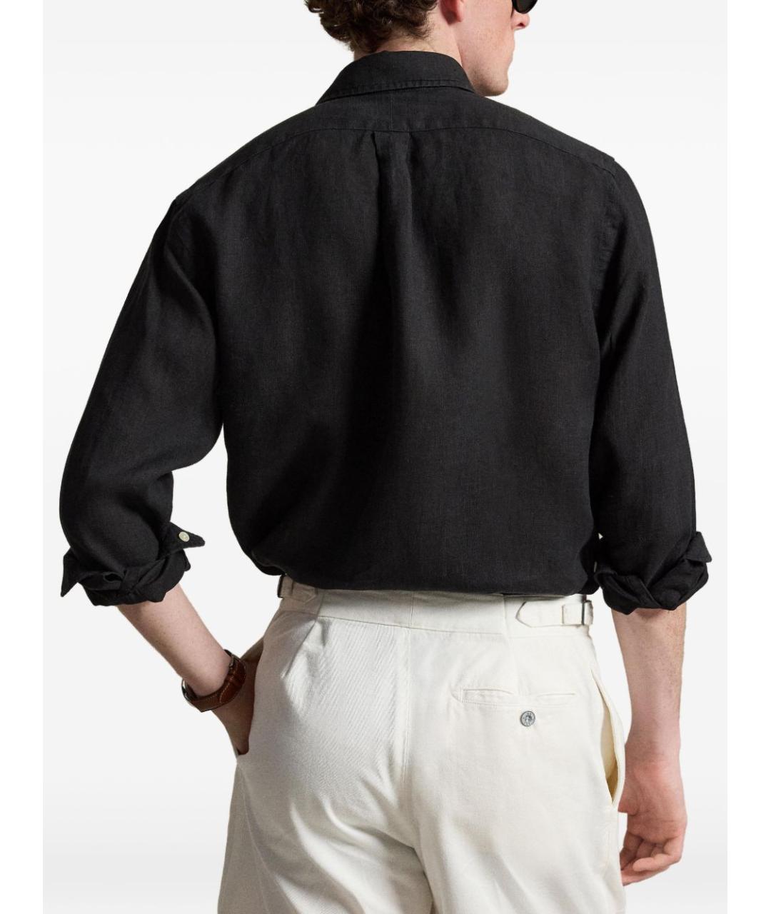 POLO RALPH LAUREN Черная льняная кэжуал рубашка, фото 2