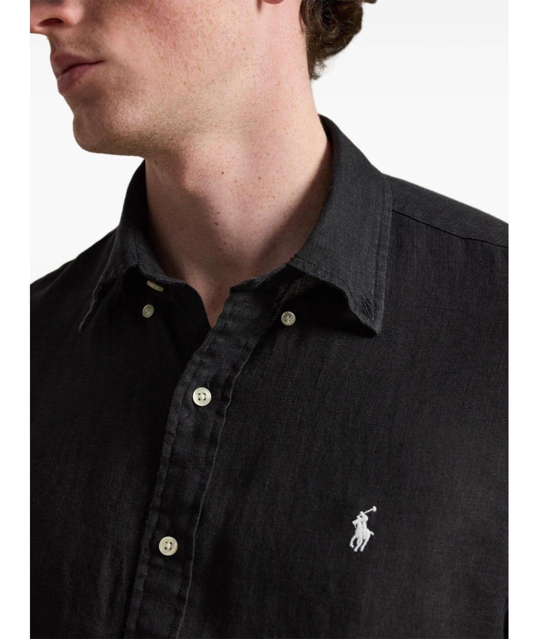 POLO RALPH LAUREN Черная льняная кэжуал рубашка, фото 5