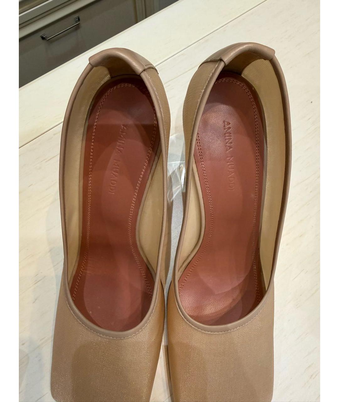 Amina Muaddi Бежевые туфли, фото 3