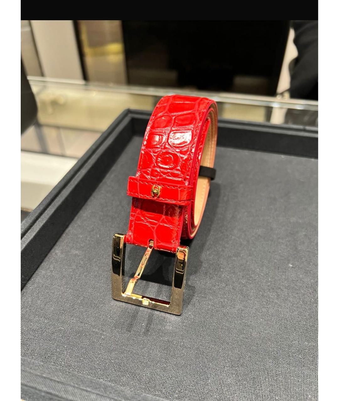 CHANEL Красный кожаный ремень, фото 5