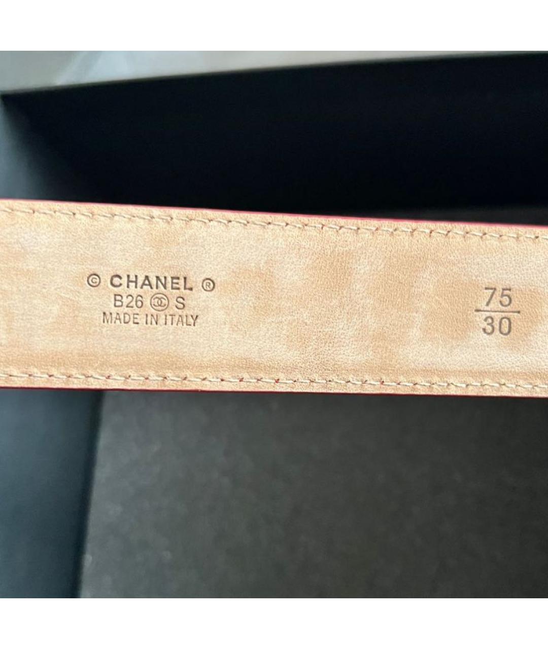 CHANEL Красный кожаный ремень, фото 4