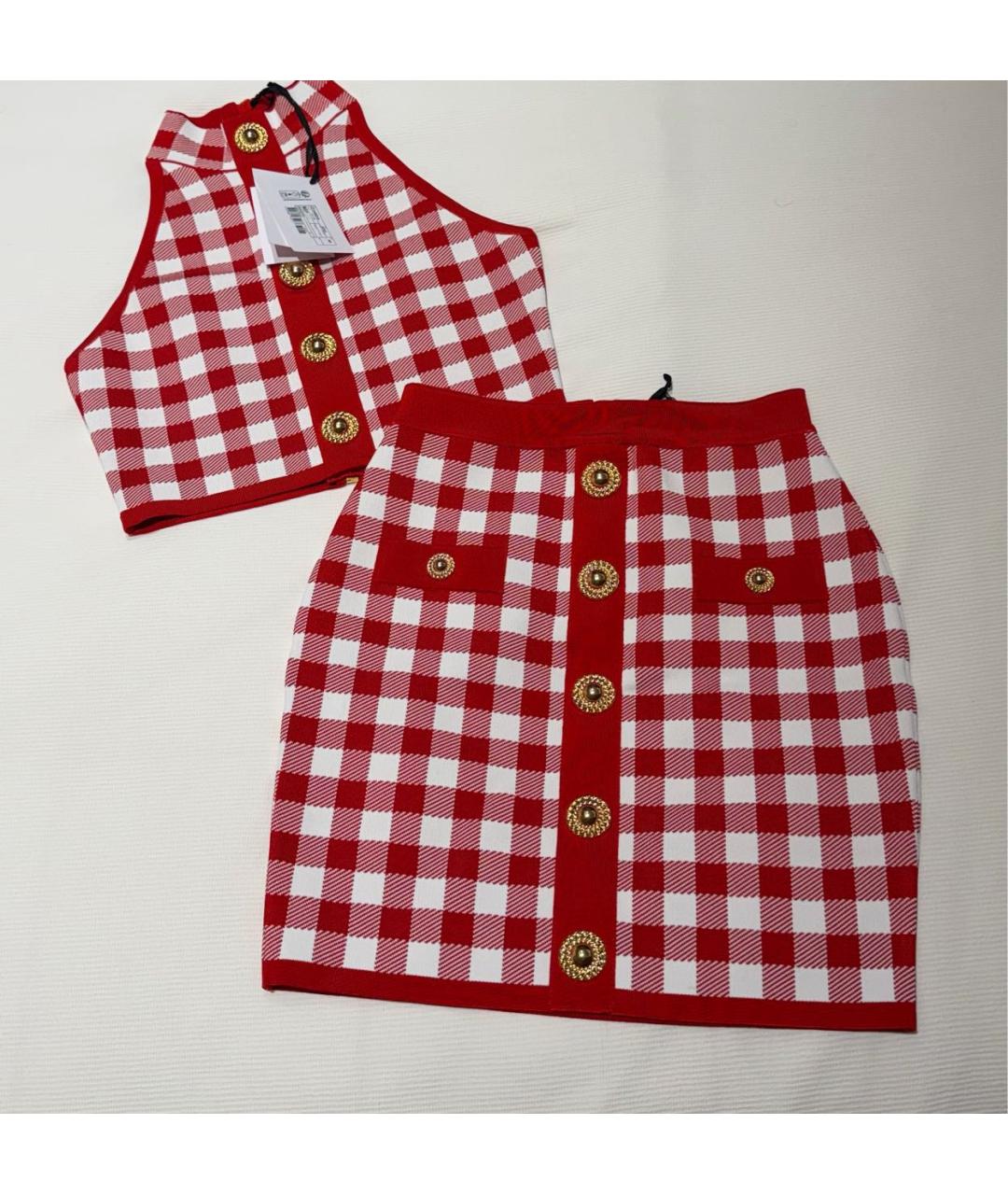 BALMAIN Красный вискозный костюм с юбками, фото 3