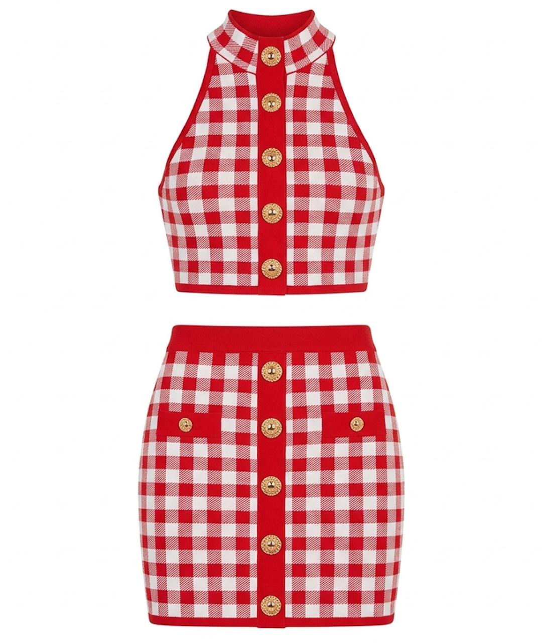 BALMAIN Красный вискозный костюм с юбками, фото 1