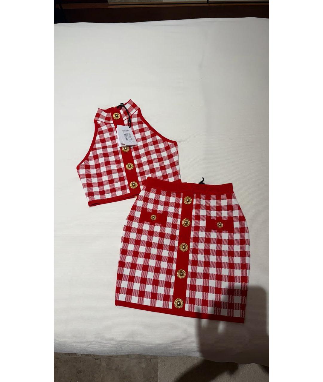 BALMAIN Красный вискозный костюм с юбками, фото 2