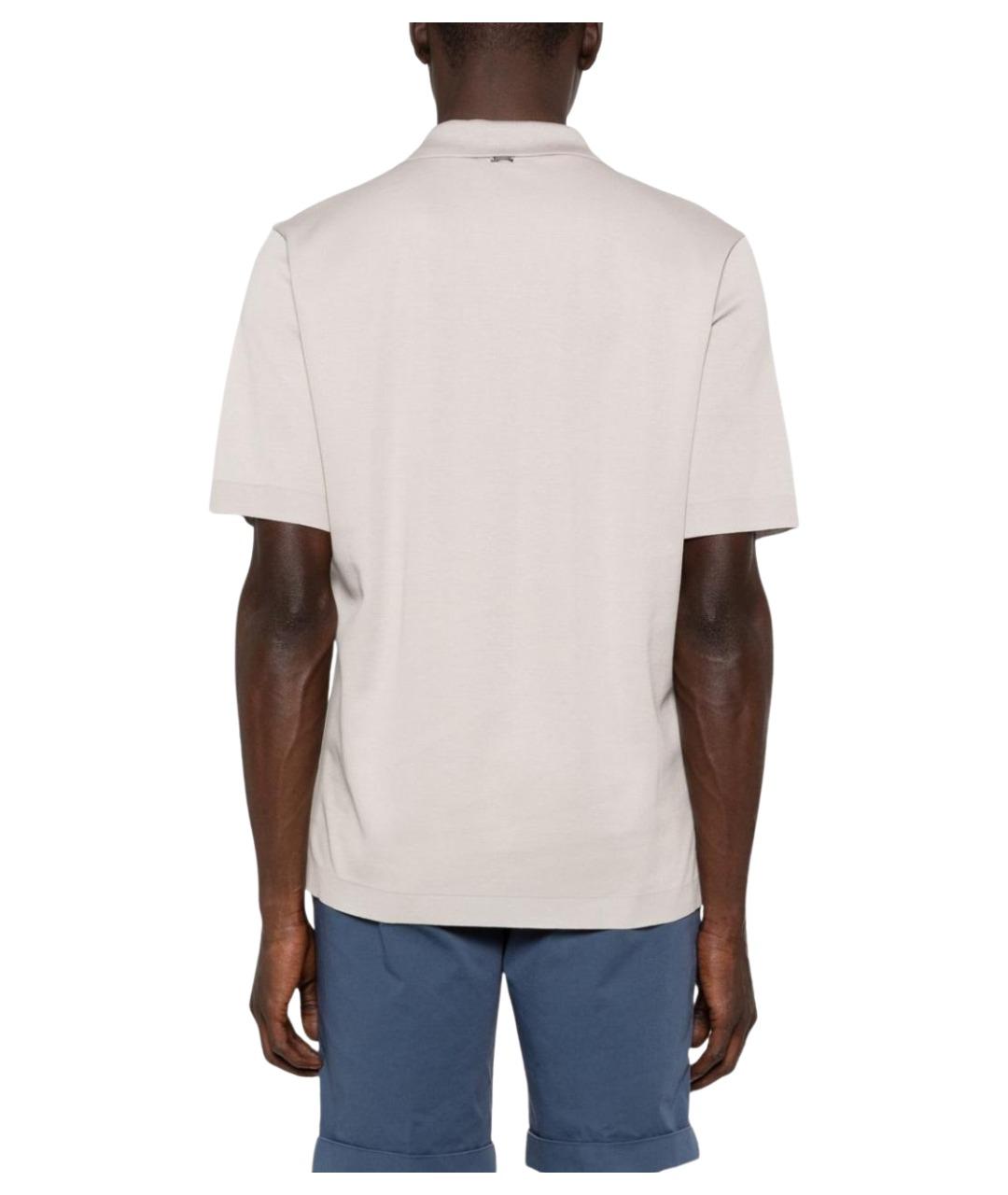 HERNO Серое хлопковое поло с коротким рукавом, фото 3