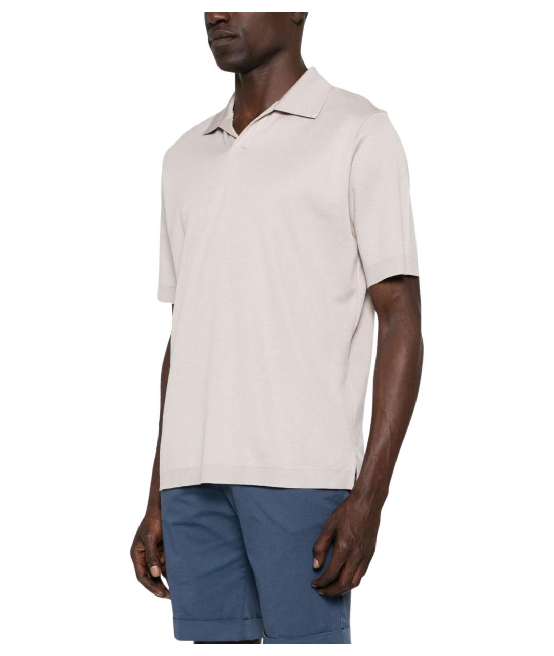 HERNO Серое хлопковое поло с коротким рукавом, фото 4