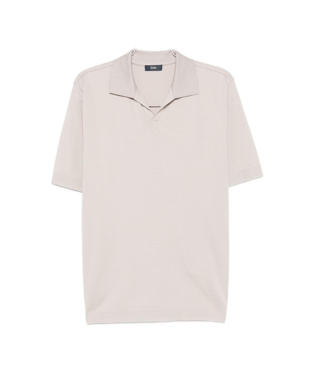 HERNO Серое хлопковое поло с коротким рукавом, фото 1