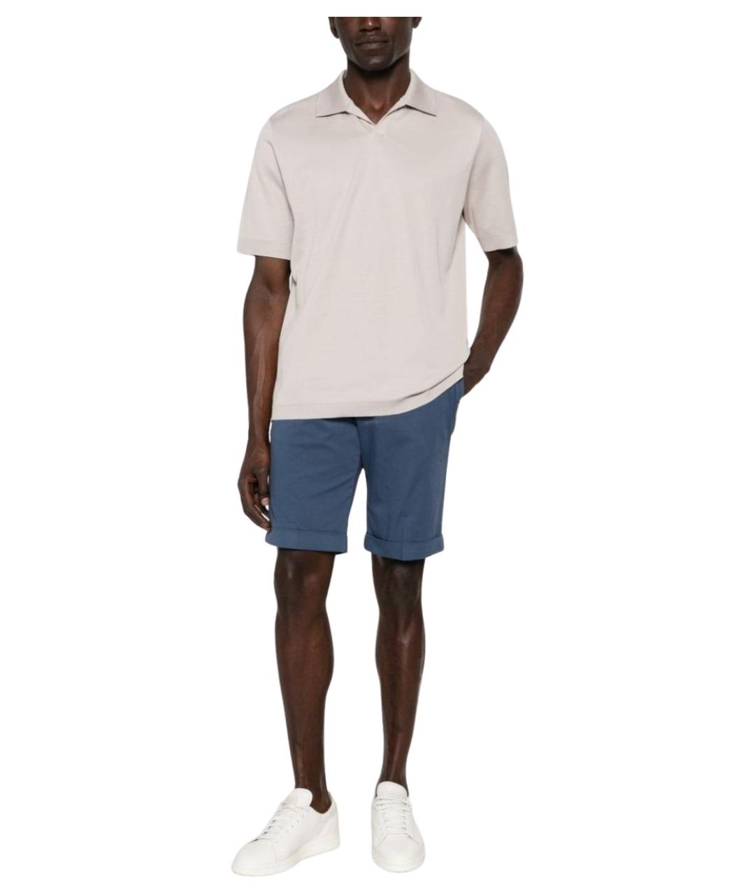 HERNO Серое хлопковое поло с коротким рукавом, фото 2