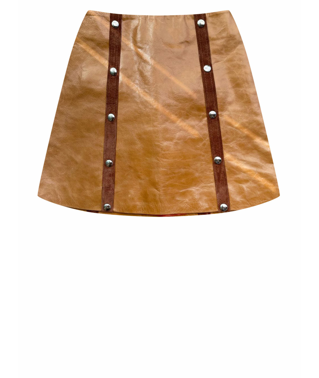 DE LA VALI Коричневая кожаная юбка мини, фото 1