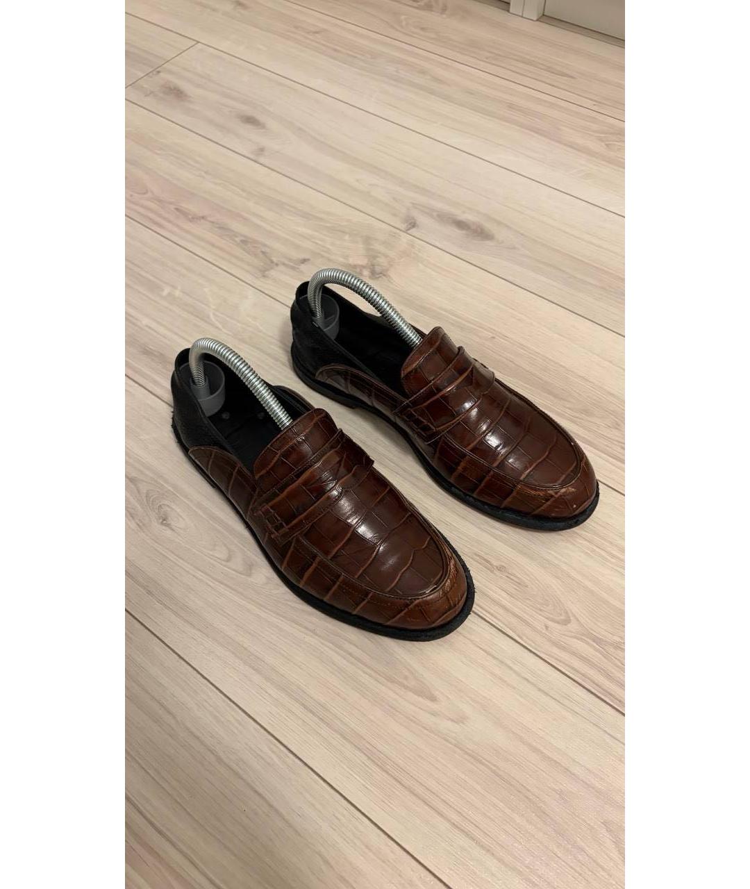 LOEWE Коричневые кожаные лоферы, фото 2