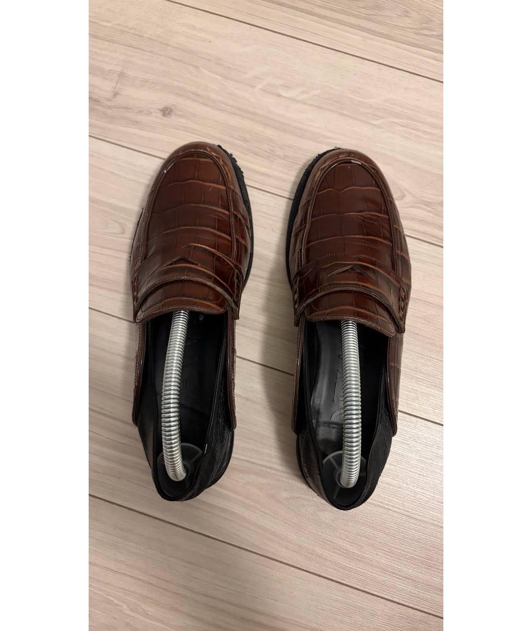 LOEWE Коричневые кожаные лоферы, фото 5