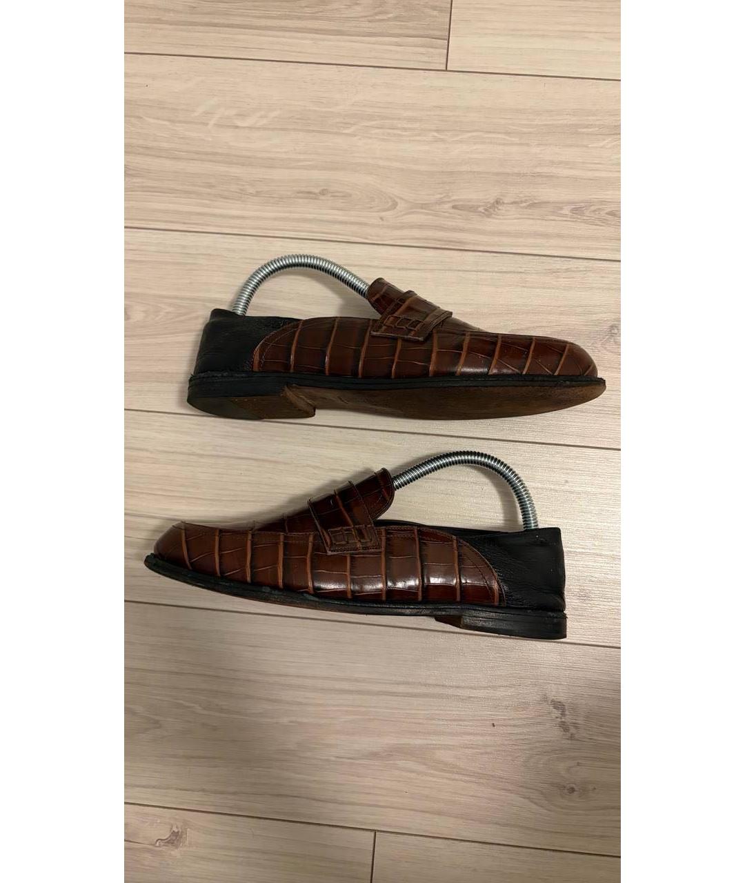 LOEWE Коричневые кожаные лоферы, фото 7
