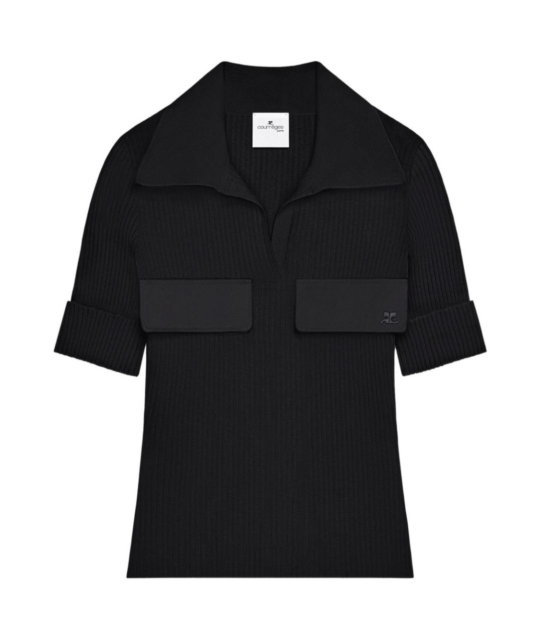 COURREGES Черная вискозная футболка, фото 1