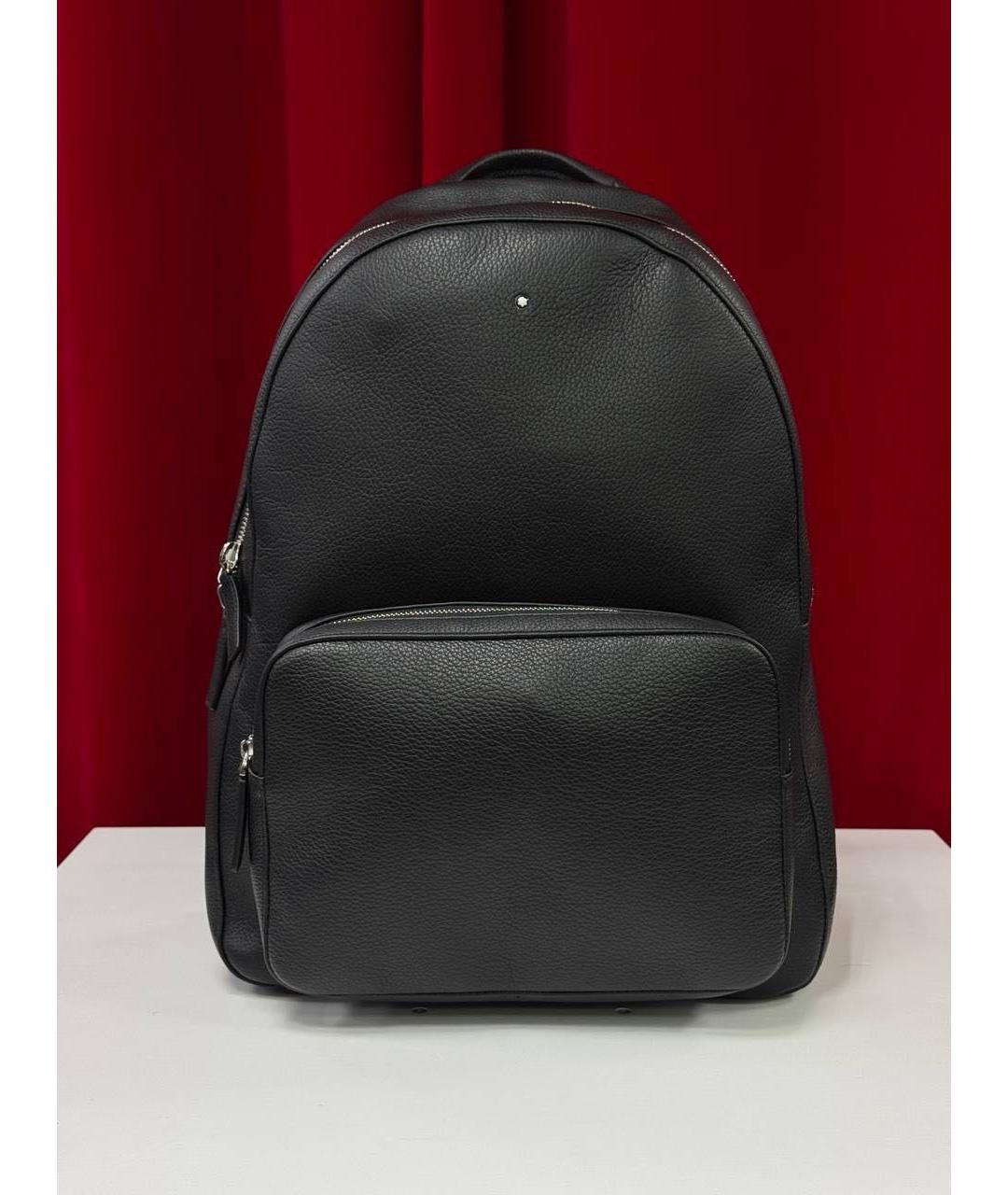 MONTBLANC Черный кожаный рюкзак, фото 4