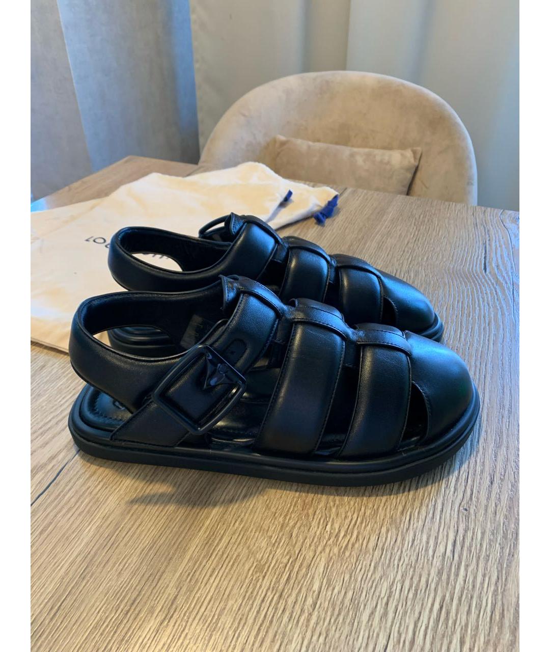LOUIS VUITTON Черные кожаные сандалии, фото 9