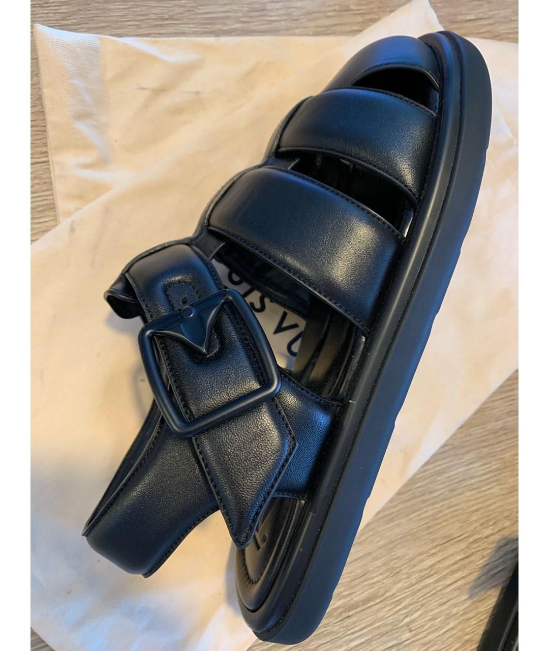 LOUIS VUITTON Черные кожаные сандалии, фото 7