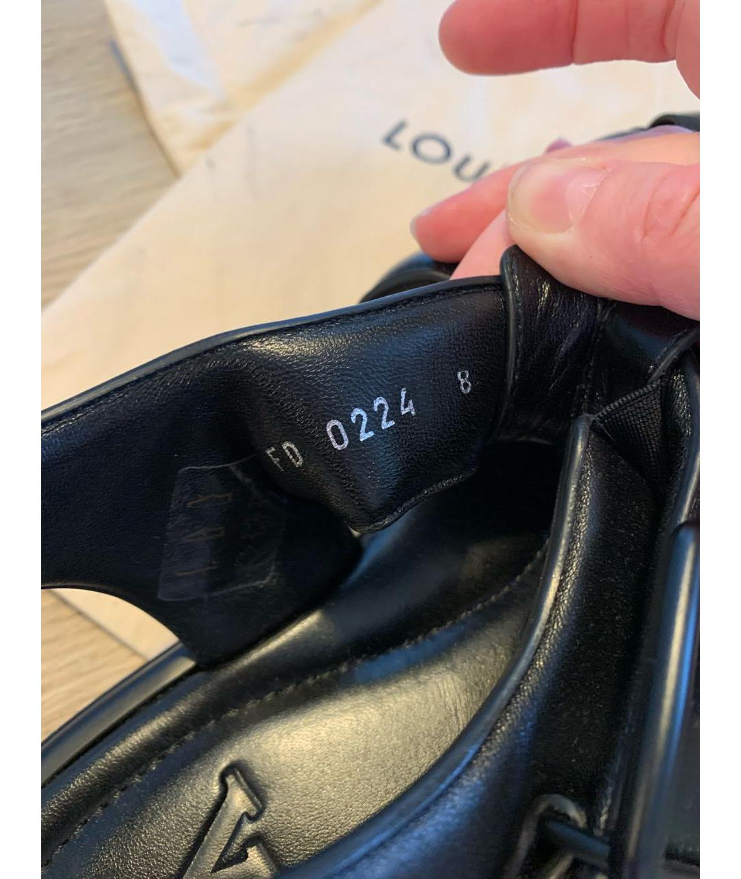 LOUIS VUITTON Черные кожаные сандалии, фото 6