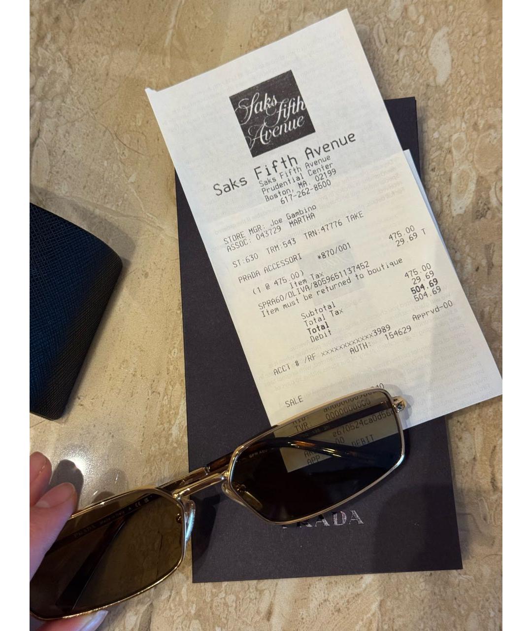 PRADA Золотые металлические солнцезащитные очки, фото 4