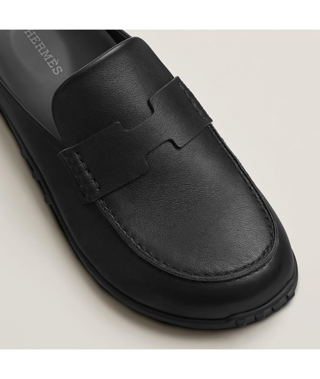 HERMES Черные кожаные мюли, фото 5