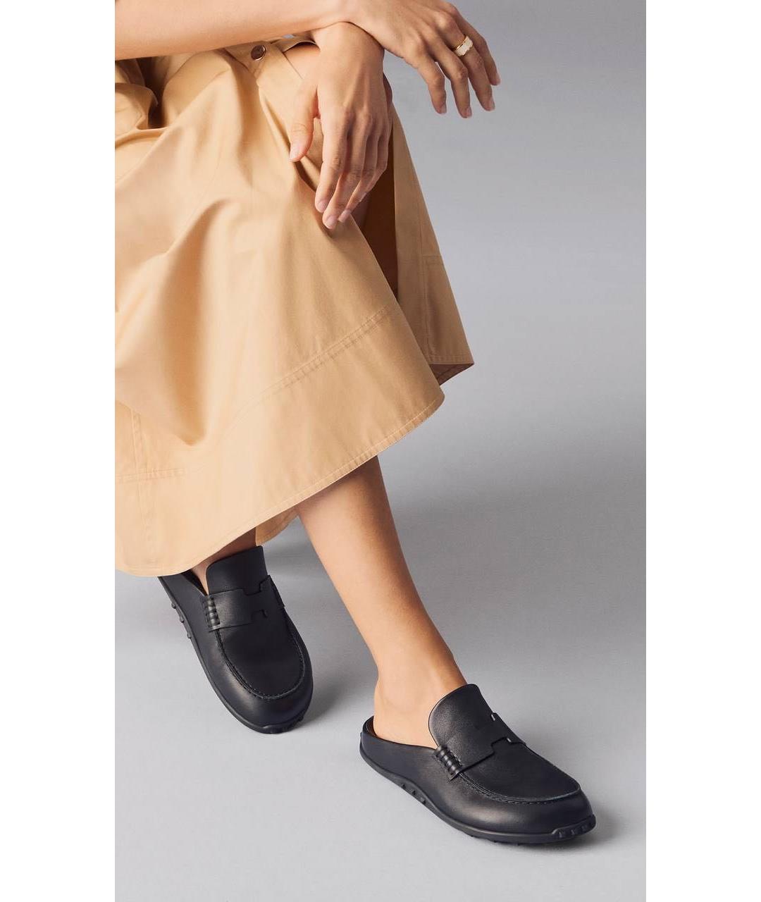 HERMES Черные кожаные мюли, фото 7