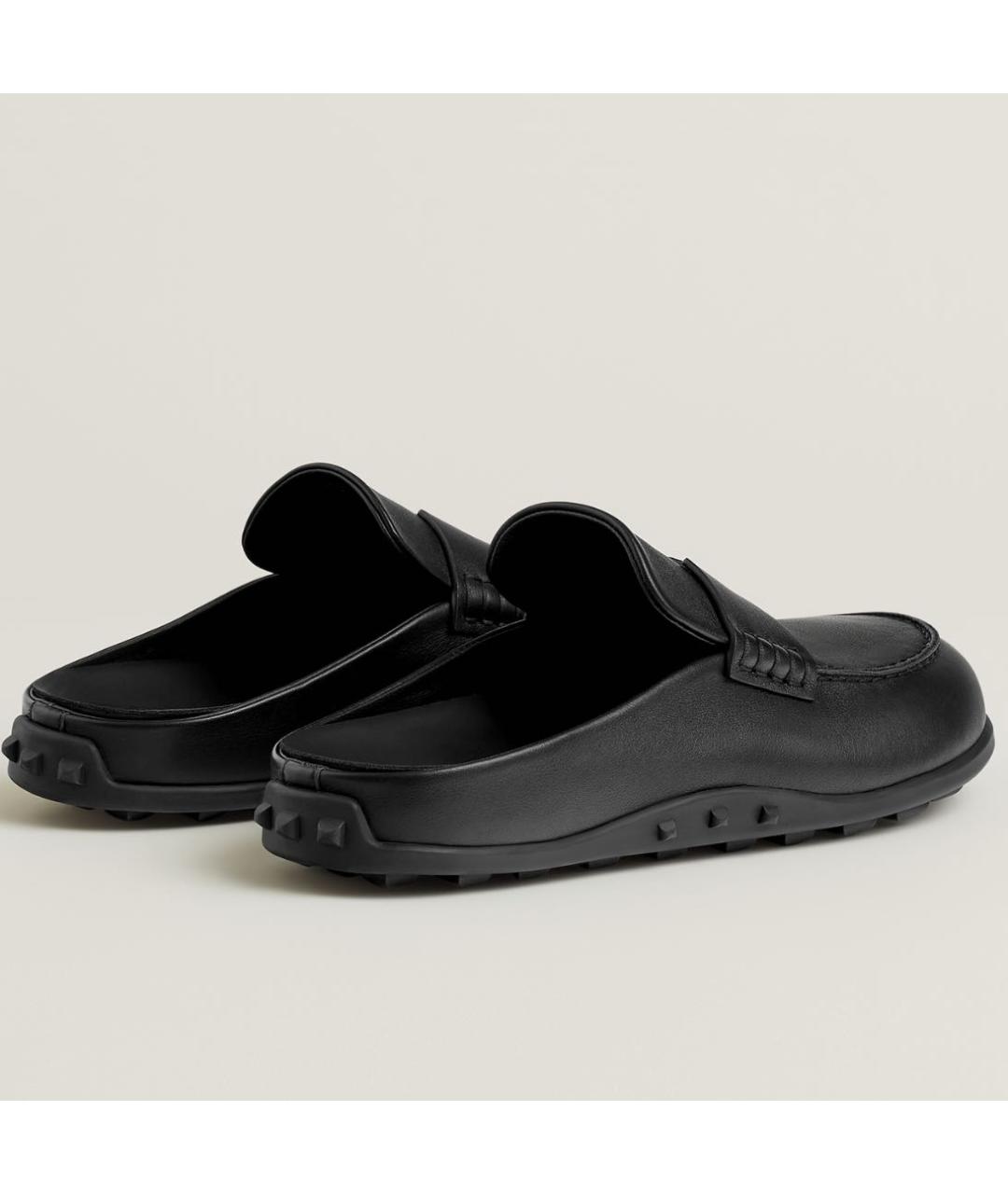 HERMES Черные кожаные мюли, фото 4