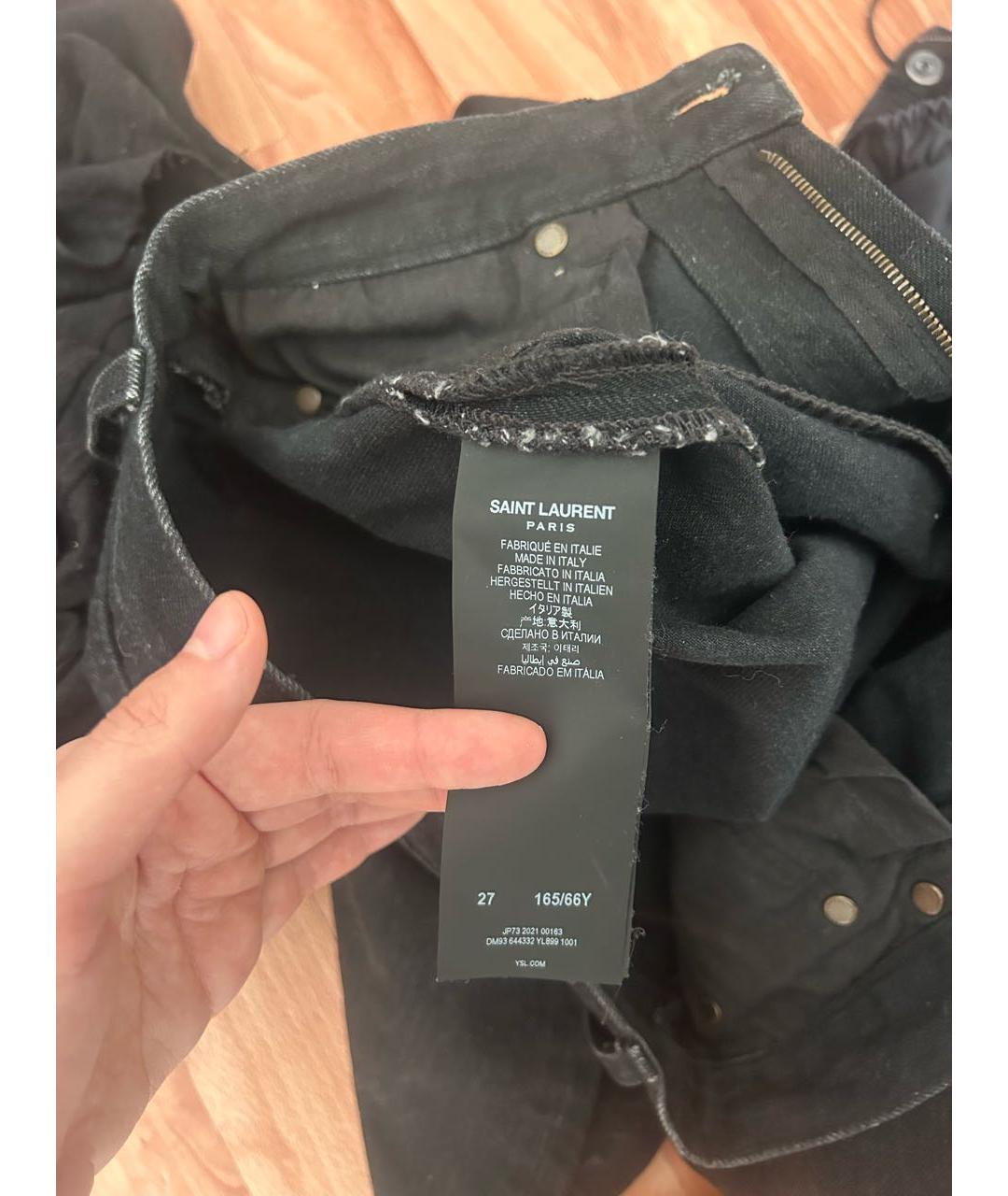 SAINT LAURENT Черные хлопковые прямые джинсы, фото 4