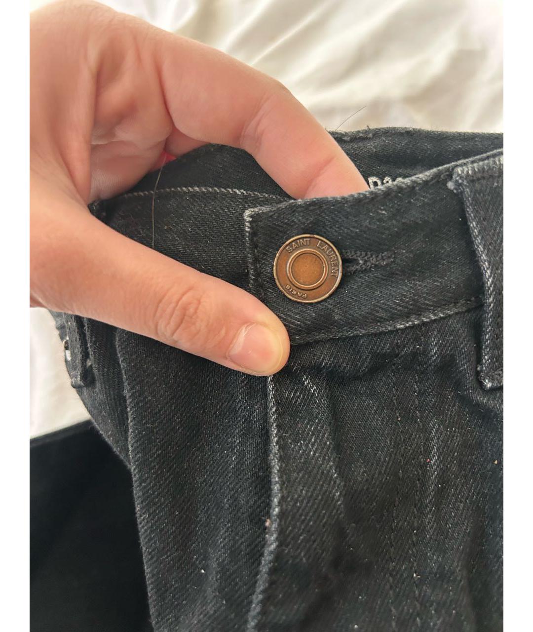 SAINT LAURENT Черные хлопковые прямые джинсы, фото 5