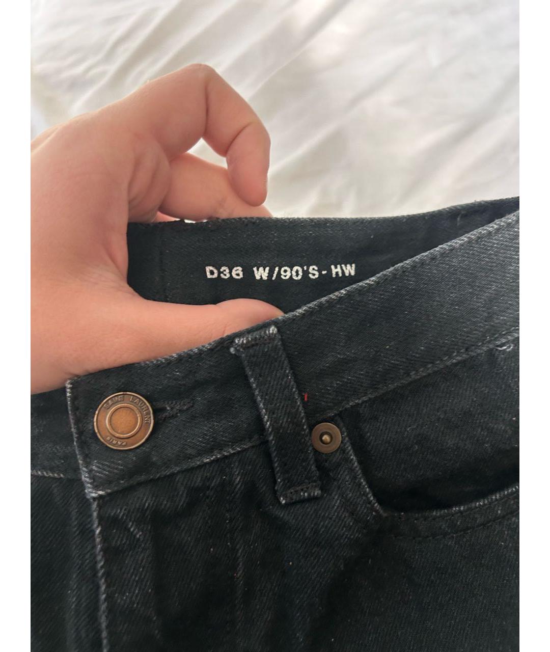 SAINT LAURENT Черные хлопковые прямые джинсы, фото 2