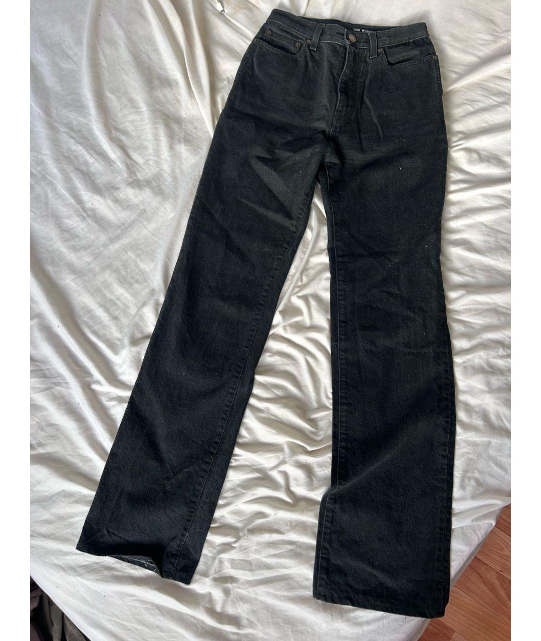 SAINT LAURENT Черные хлопковые прямые джинсы, фото 6