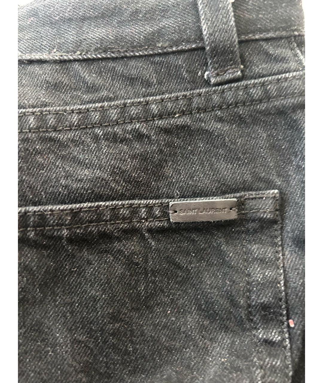 SAINT LAURENT Черные хлопковые прямые джинсы, фото 3