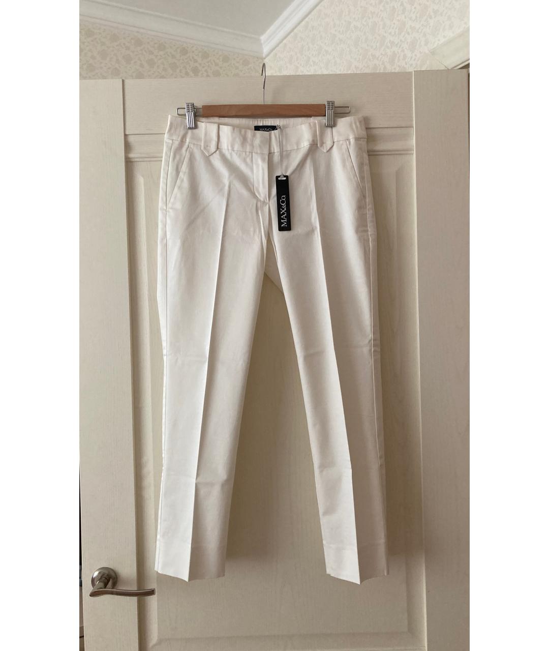 MAX&CO Белые хлопковые брюки узкие, фото 4