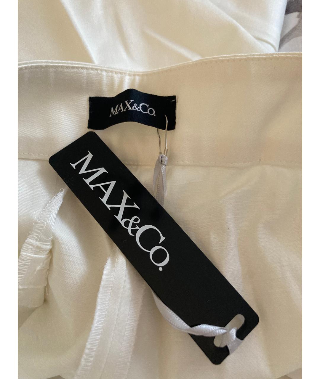 MAX&CO Белые хлопковые брюки узкие, фото 3