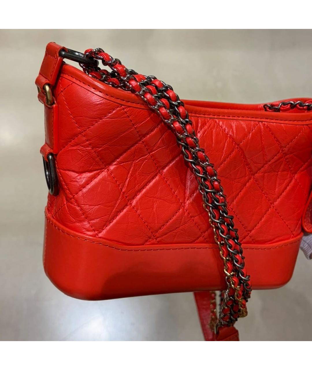 CHANEL Красная кожаная сумка через плечо, фото 4