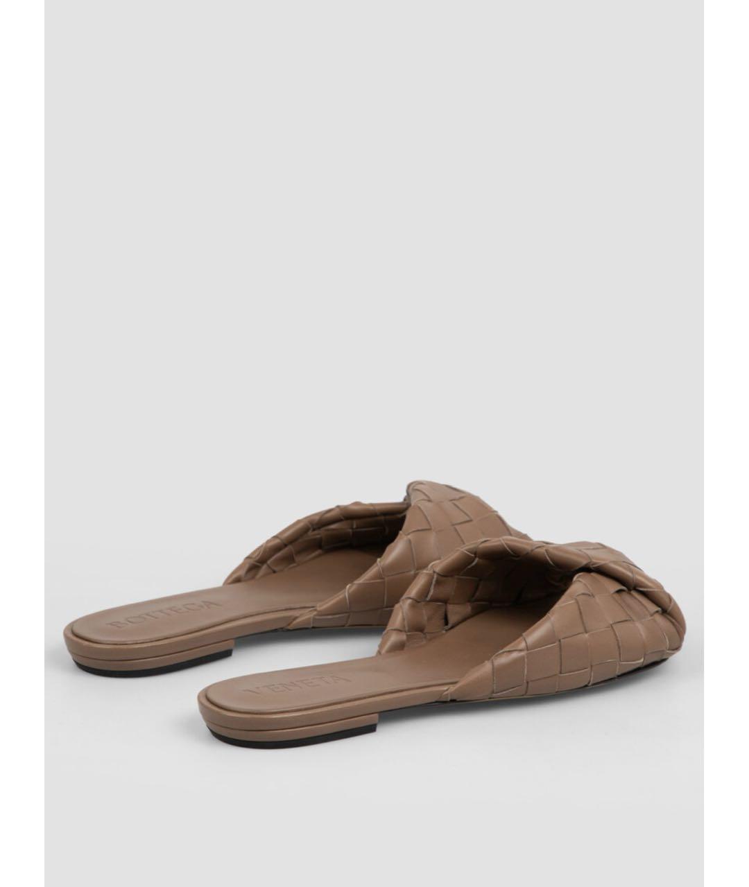 BOTTEGA VENETA Коричневые кожаные мюли, фото 3