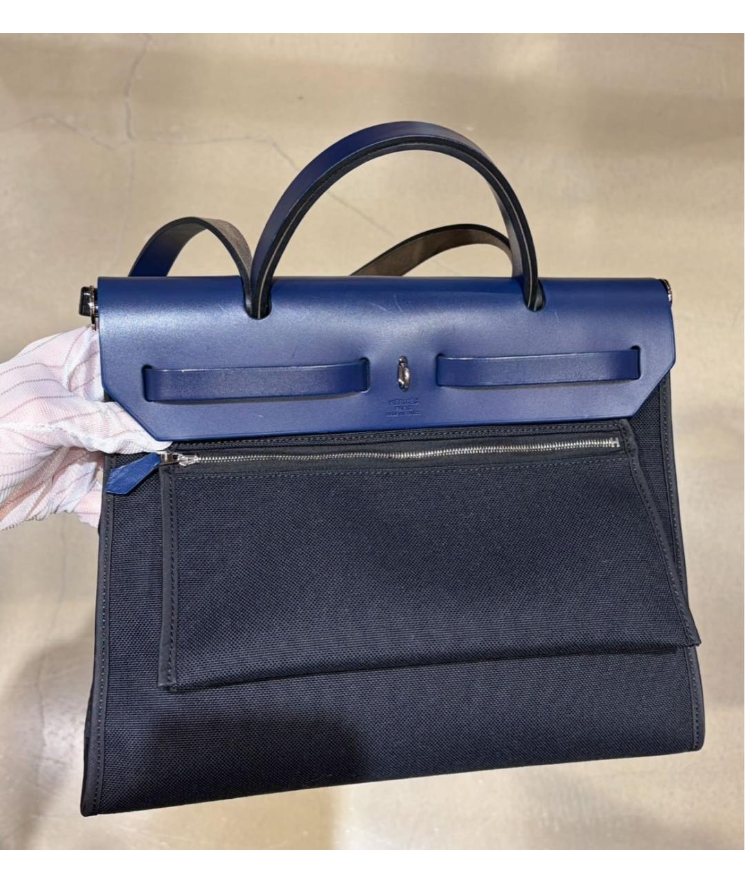 HERMES Синяя тканевая сумка через плечо, фото 4
