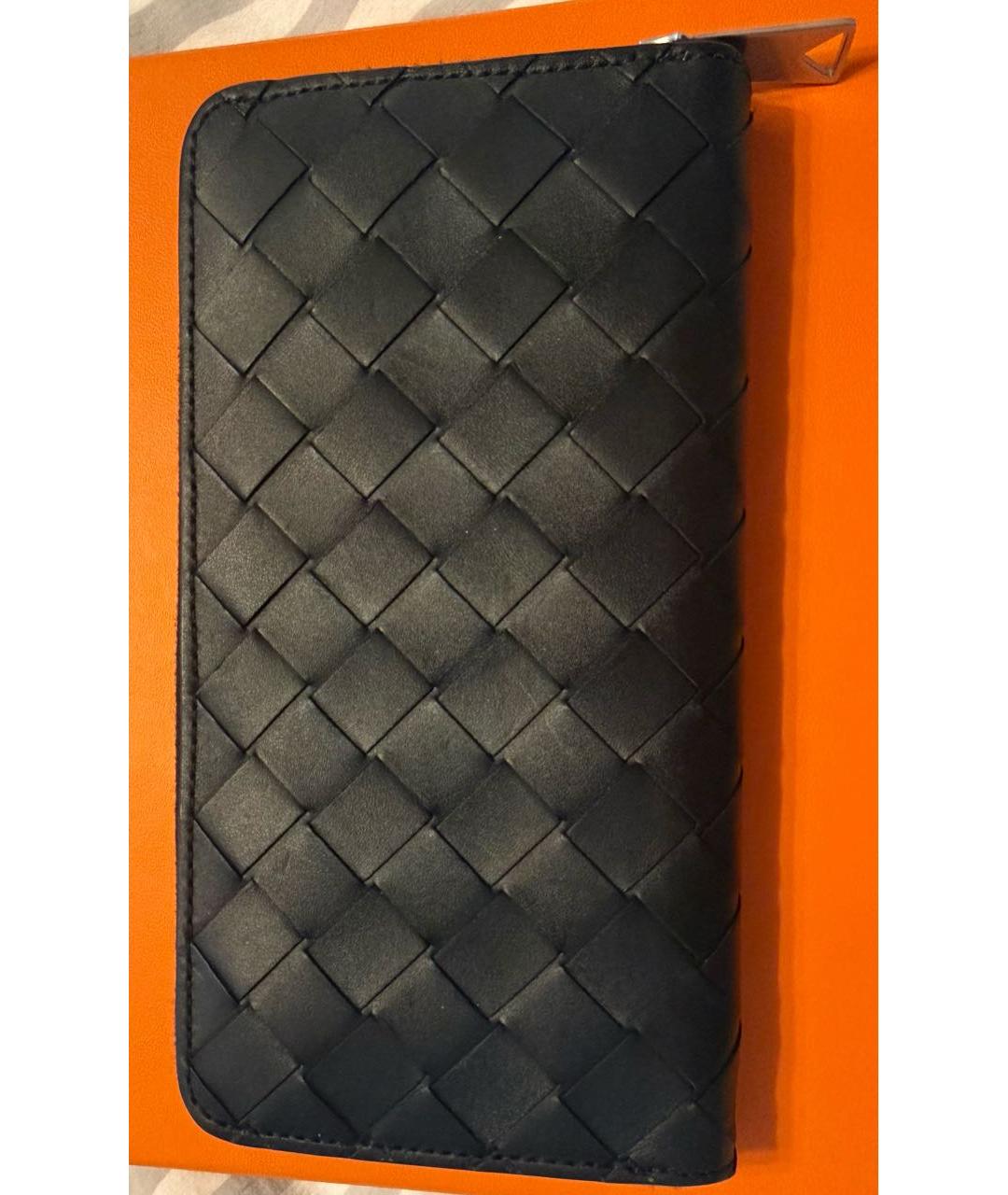 BOTTEGA VENETA Черный кожаный кошелек, фото 6