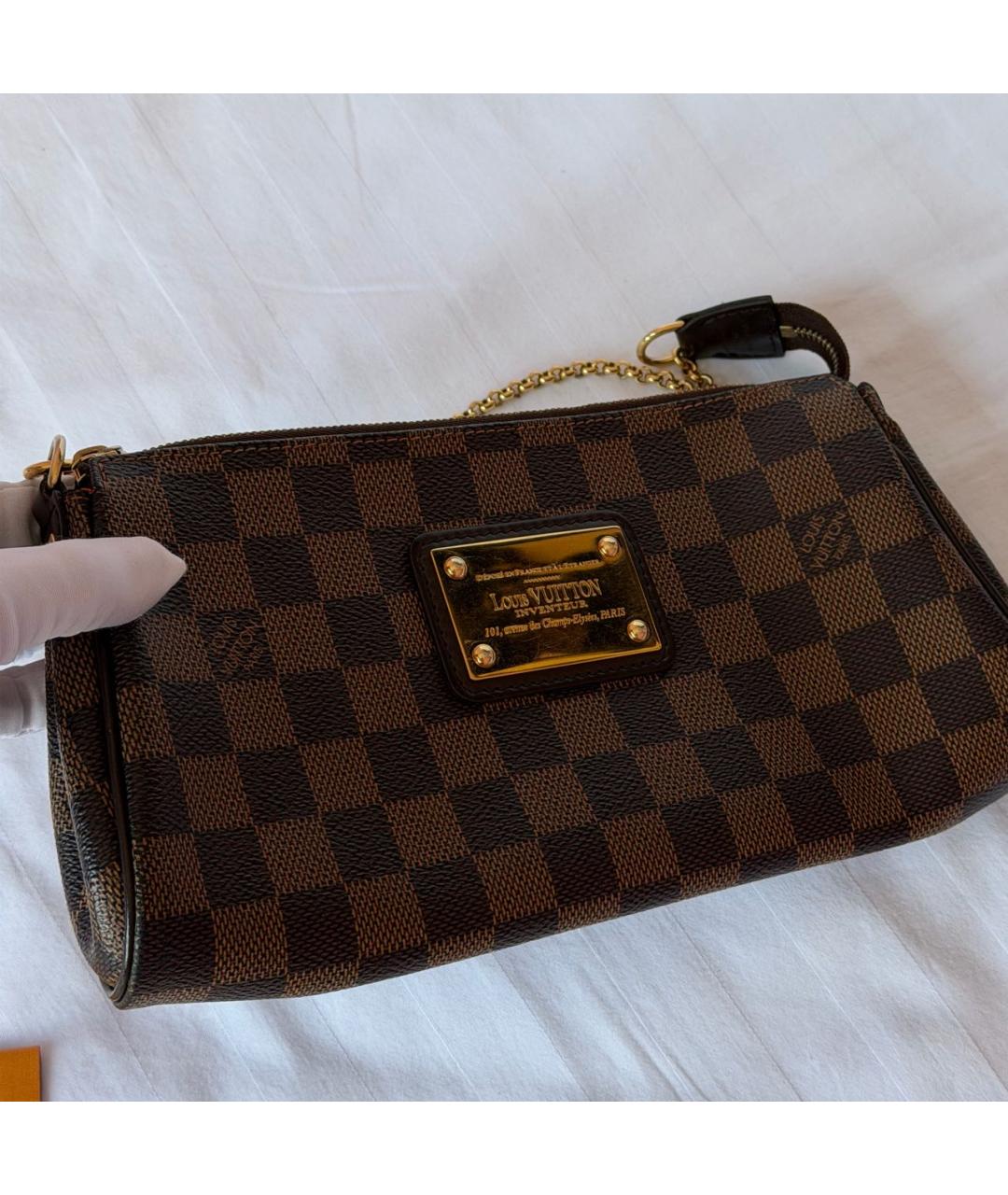 LOUIS VUITTON Коричневая кожаная сумка через плечо, фото 8