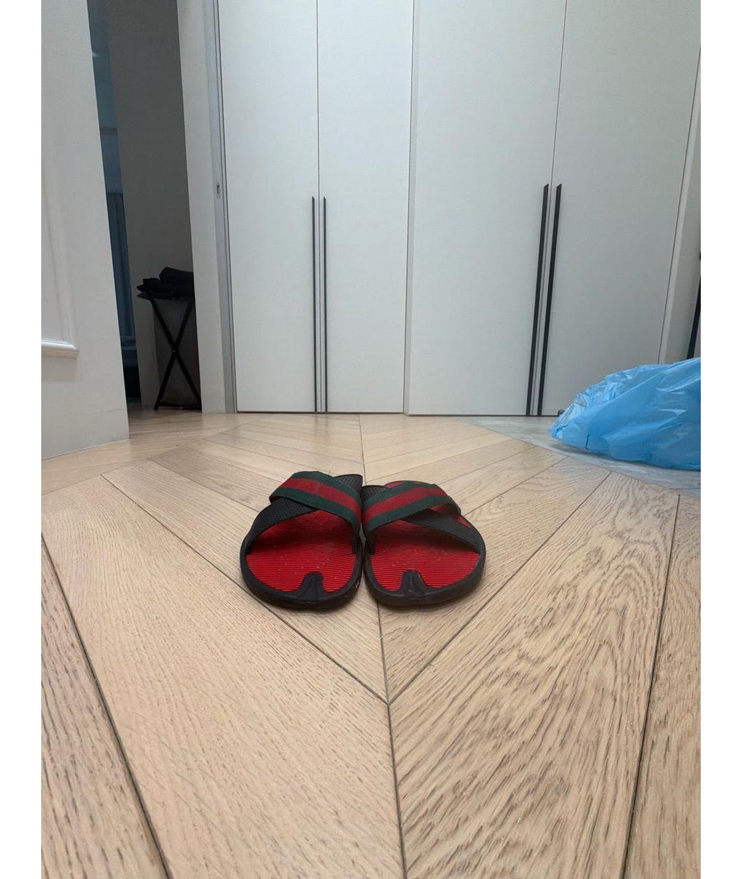 GUCCI Бордовые резиновые шлепанцы, фото 2