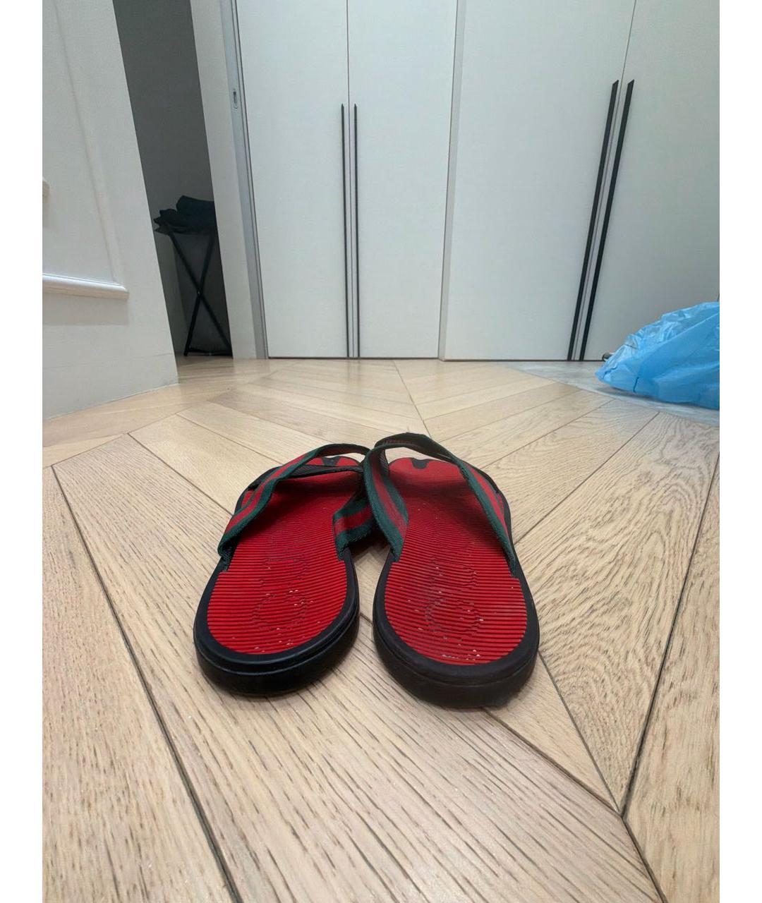 GUCCI Бордовые резиновые шлепанцы, фото 4