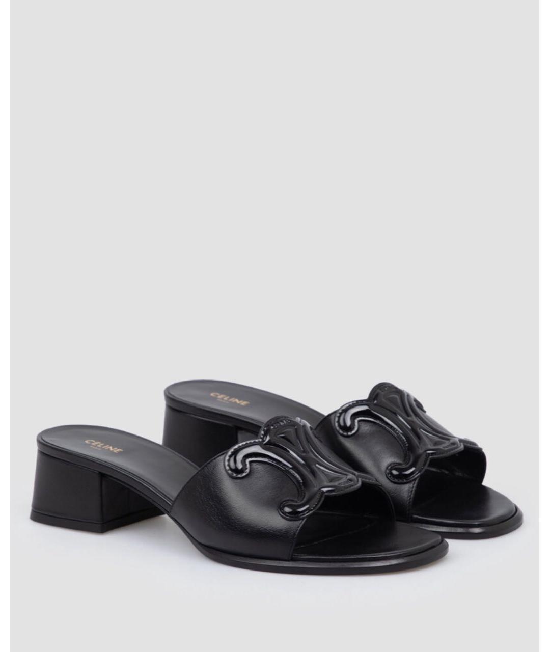 CELINE Черные кожаные мюли, фото 2
