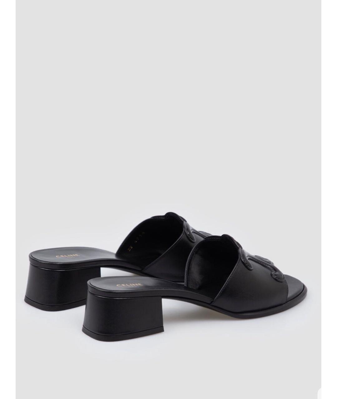 CELINE Черные кожаные мюли, фото 3