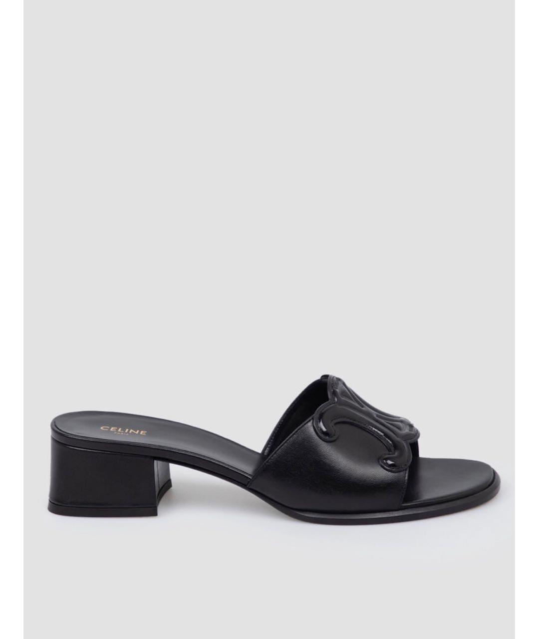 CELINE Черные кожаные мюли, фото 5