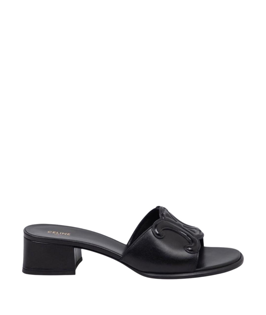 CELINE Черные кожаные мюли, фото 1