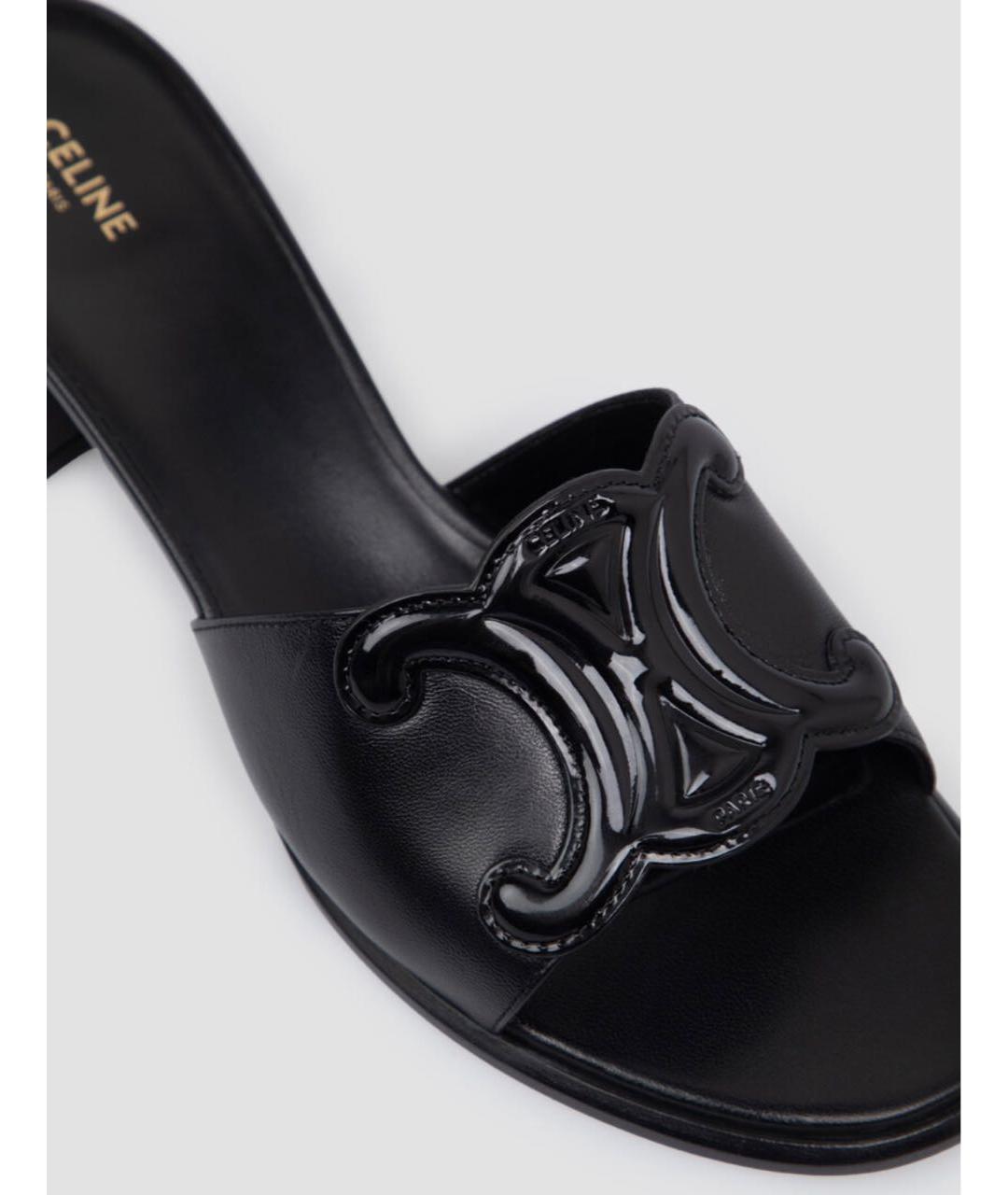 CELINE Черные кожаные мюли, фото 4