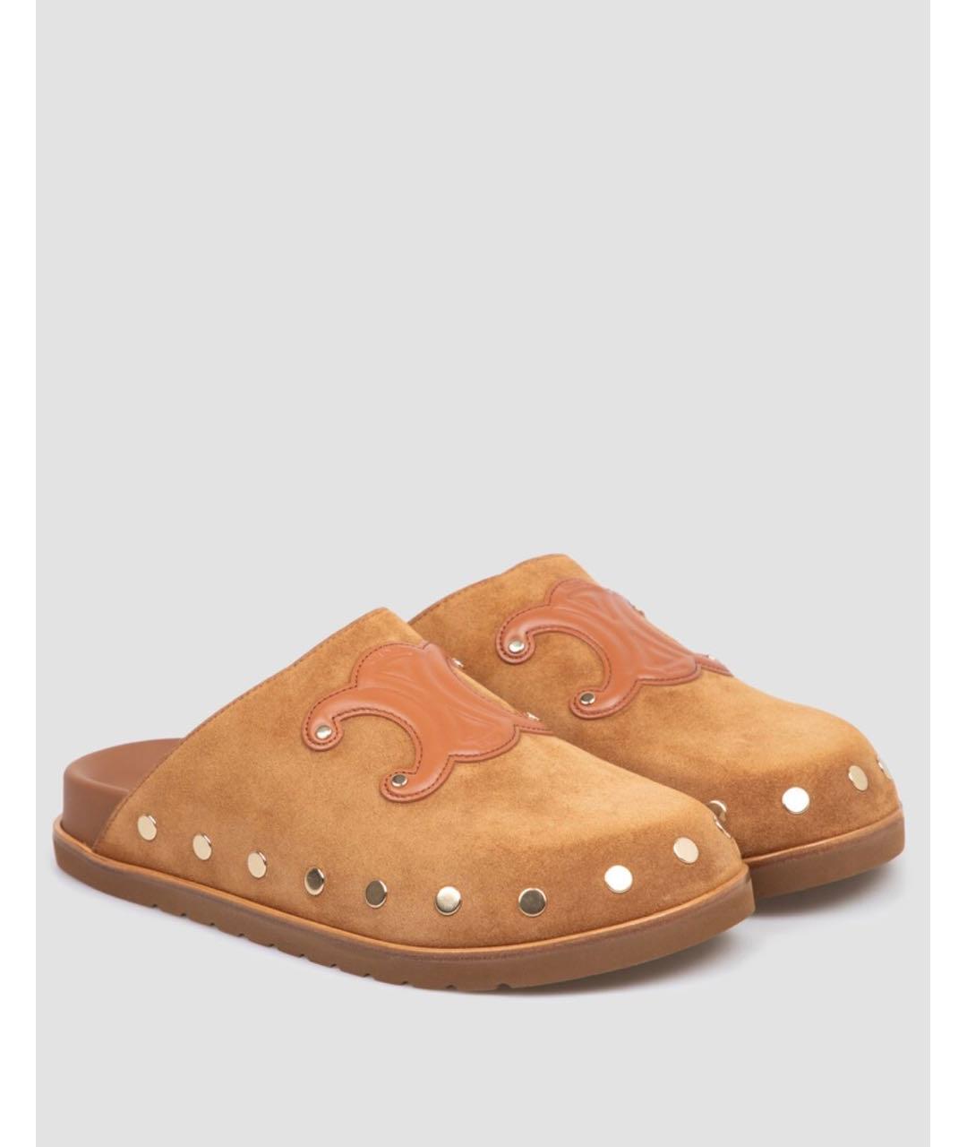 CELINE Коричневые кожаные сабо, фото 2