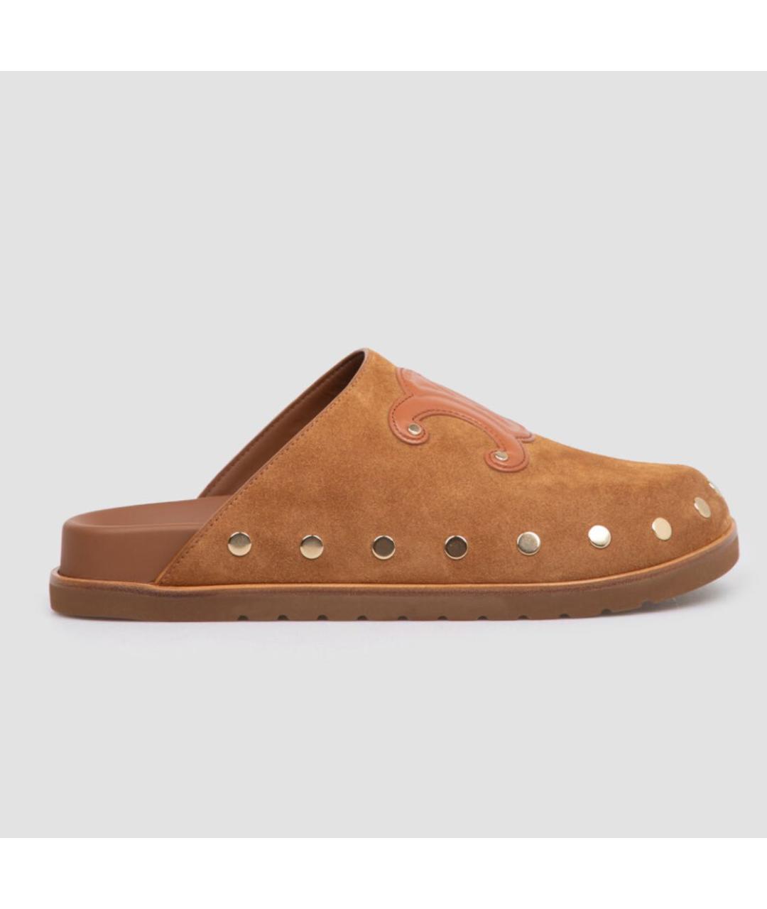 CELINE Коричневые кожаные сабо, фото 5