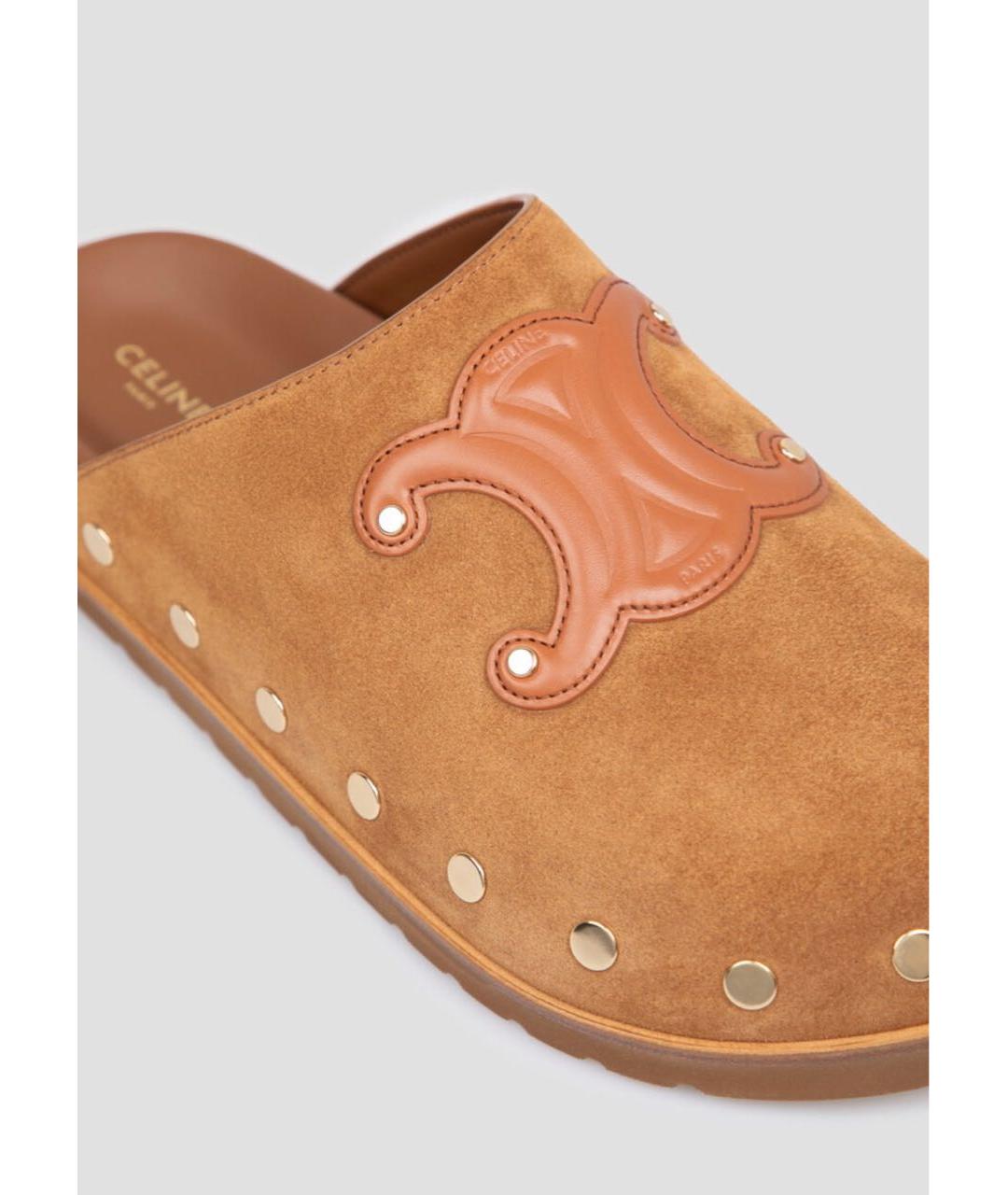 CELINE Коричневые кожаные сабо, фото 3