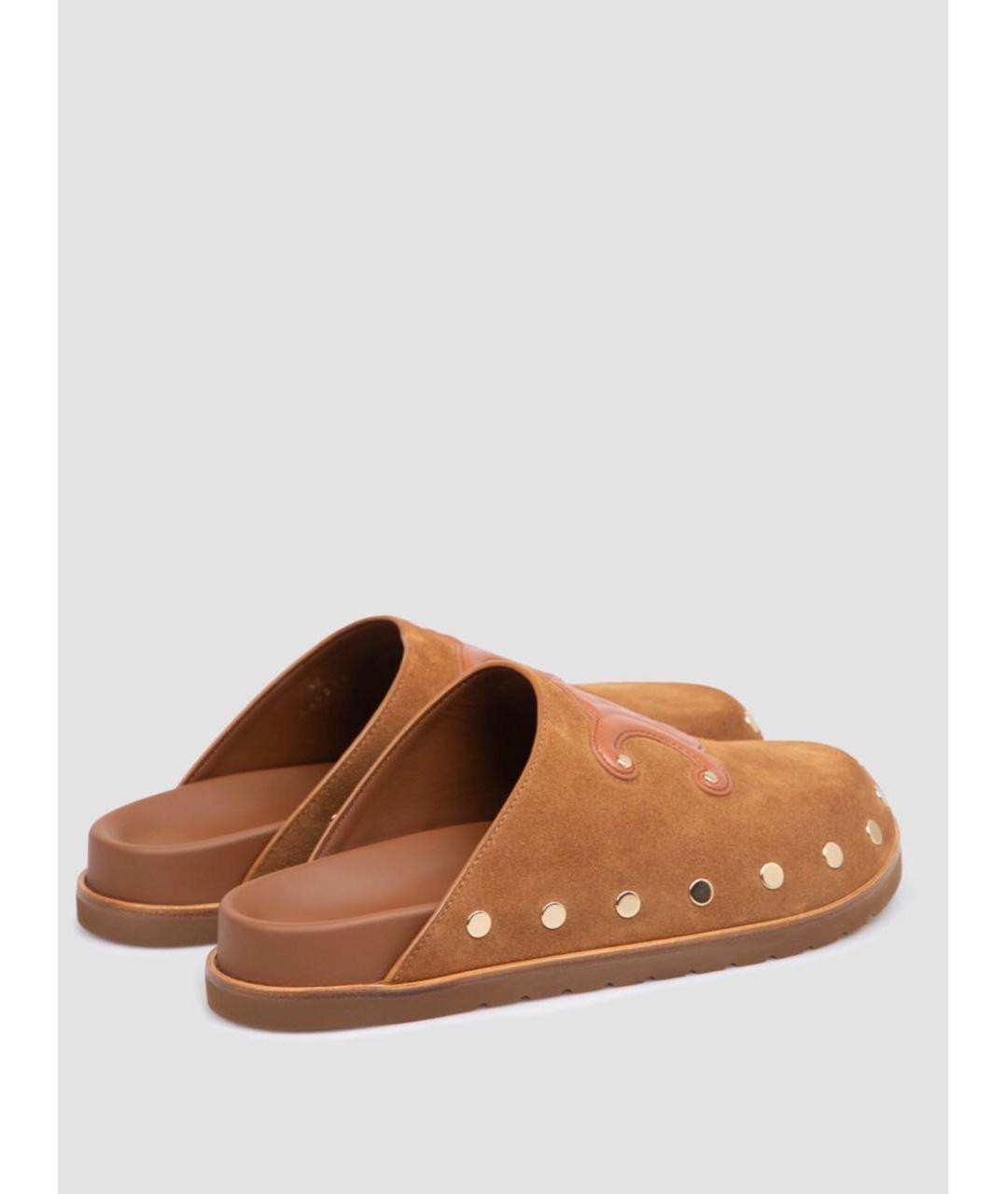 CELINE Коричневые кожаные сабо, фото 4